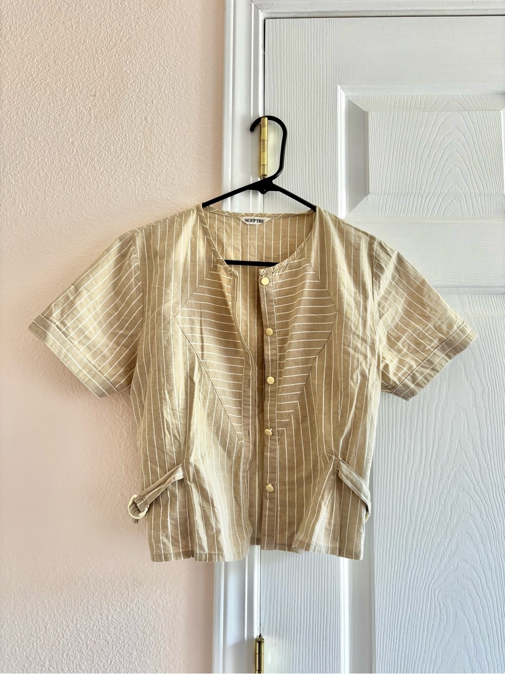 SCEPTRE Striped Short Sleeve Blouse S